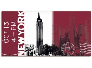 4055327158510 - Wandbild ARTLAND New York Bilder Gr B H 100 cm x 50 cm Leinwandbild Gebäude 1 St rot Bild Metallbild Metallbilder Bilder als Alubild Leinwandbild Wandaufkleber oder Poster in versch Größen