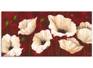 4055327159517 - Wandbild ARTLAND Weiße Mohnblumen vor rot Bilder Gr B H 100 cm x 50 cm Leinwandbild Blumen 1 St rot Bild Poster Bilder als Alubild Leinwandbild Wandaufkleber oder in versch Größen