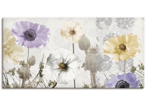 4055327159951 - Wandbild ARTLAND Glänzende Mohnblumen Bilder Gr B H 100 cm x 50 cm Leinwandbild Blumen 1 St weiß Bild Leinwandbild Kunstdrucke Bilder als Alubild Leinwandbild Wandaufkleber oder Poster in versch Größen