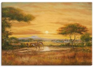 4055327162036 - Wandbild ARTLAND Afrikanische Steppe Bilder Gr B H 100 cm x 70 cm Leinwandbild Wildtiere Querformat 1 St braun Kunstdrucke als Alubild Leinwandbild Wandaufkleber oder Poster in versch Größen