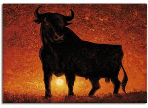 4055327162432 - Wandbild ARTLAND Andalusischer Stier Bilder Gr B H 100 cm x 70 cm Leinwandbild Wildtiere 1 St rot Bild Metallbild Metallbilder Bilder als Alubild Leinwandbild Wandaufkleber oder Poster in versch Größen
