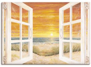 4055327162494 - Wandbild ARTLAND Fenster zum Meer Bilder Gr B H 100 cm x 70 cm Leinwandbild Meer Bilder Querformat 1 St beige (naturfarben) Kunstdrucke als Alubild Leinwandbild Wandaufkleber oder Poster in versch Größen