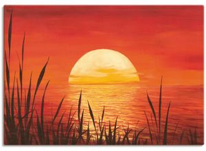 4055327162999 - Wandbild ARTLAND Roter Sonnenuntergang am Ozean Bilder Gr B H 100 cm x 70 cm Leinwandbild Bilder vom Sonnenuntergang & -aufgang Querformat 1 St rot Kunstdrucke als Alubild Leinwandbild Wandaufkleber oder Poster in versch Größen