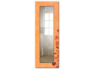 4055327170475 - Dekospiegel ARTLAND Blumen orange Spiegel Gr B H T 504 cm x 1404 cm x 16 cm orange Dekospiegel Spiegel gerahmter Ganzkörperspiegel Wandspiegel mit Motivrahmen Landhaus