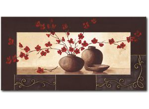 4055327187664 - Wandbild ARTLAND Stillleben mit roten Blüten II Bilder Gr B H 1014 cm x 514 cm Wandbild Vasen & Töpfe 1 St beige (naturfarben) Kunstdrucke Bilder