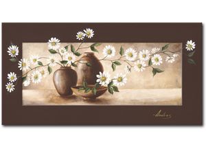 4055327187671 - Wandbild ARTLAND Stillleben mit Margeriten Bilder Gr B H 1014 cm x 514 cm Wandbild Vasen & Töpfe 1 St beige (naturfarben) Kunstdrucke Bilder