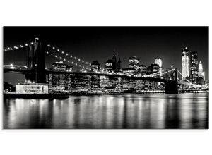 4055327191753 - Glasbild ARTLAND Nächtliche Skyline Manhattan I Bilder Gr B H 100 cm x 50 cm Glasbild Amerika Querformat 1 St schwarz Bild Glasbild Glasbilder Bilder in verschiedenen Größen