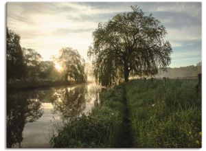 4055327197892 - Wandbild ARTLAND Tagesbeginn an der Trave Bilder Gr B H 120 cm x 90 cm Leinwandbild Gewässer 1 St grün Bild Kunstdruck Kunstdrucke Bilder als Leinwandbild Wandaufkleber oder Poster in versch Größen