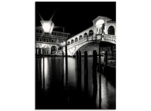 4055327209878 - Glasbild ARTLAND Venedig Canal Grande & Rialto Brücke I Bilder Gr B H 60 cm x 80 cm Glasbild Brücken Hochformat 1 St schwarz Bild Glasbild Glasbilder Bilder in verschiedenen Größen