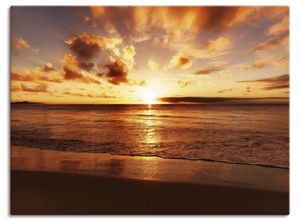 4055327241960 - Wandbild ARTLAND Schöner Sonnenuntergang Strand Bilder Gr B H 120 cm x 90 cm Leinwandbild Gewässer Querformat 1 St orange Bild Poster Bilder als Alubild Leinwandbild Wandaufkleber oder in versch Größen