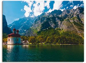 4055327264938 - Wandbild ARTLAND St Bartholomä (Königssee) I Bilder Gr B H 120 cm x 90 cm Leinwandbild Berge 1 St blau Bild Kunstdruck Kunstdrucke Bilder als Leinwandbild Wandaufkleber oder Poster in versch Größen