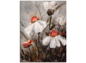 4055327267250 - Wandbild ARTLAND Margeriten I Bilder Gr B H 60 cm x 80 cm Leinwandbild Blumen 1 St grau Bild Kunstdruck Kunstdrucke Bilder als Leinwandbild Wandaufkleber oder Poster in versch Größen