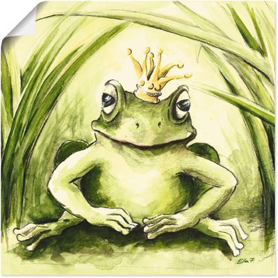 4055327269711 - Wandbild ARTLAND Kleiner Frosch Bilder Gr B H 40 cm x 40 cm Poster Geschichten & Märchen 1 St grün Bild Poster Bilder als Alubild Leinwandbild Wandaufkleber oder in versch Größen