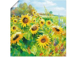 4055327272629 - Wandbild ARTLAND Sommerwiese mit Sonnenblumen Bilder Gr B H 50 cm x 50 cm Poster Blumenwiese 1 St gelb Bild Poster Bilder als Alubild Leinwandbild Wandaufkleber oder in versch Größen