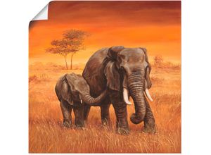 4055327282802 - Wandbild ARTLAND Elefanten II Bilder Gr B H 30 cm x 30 cm Poster Wildtiere 1 St braun Bild Metallbild Metallbilder Bilder als Alubild Leinwandbild Wandaufkleber oder Poster in versch Größen