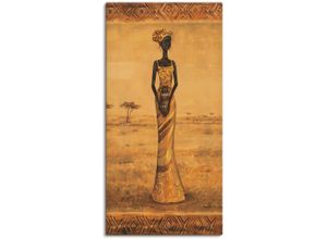 4055327290937 - Wandbild ARTLAND Afrikanische Eleganz II Bilder Gr B H 50 cm x 100 cm Leinwandbild Frau 1 St braun Bild Poster Bilder als Alubild Leinwandbild Wandaufkleber oder in versch Größen