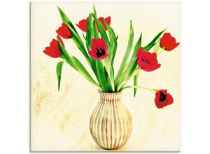 4055327302852 - Wandbild ARTLAND Rote Tulpen Bilder Gr B H 70 cm x 70 cm Leinwandbild Blumen 1 St braun Kunstdrucke Bilder als Leinwandbild Wandaufkleber oder Poster in versch Größen