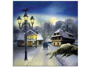 4055327305662 - Glasbild ARTLAND Winterzeit Bilder Gr B H 50 cm x 50 cm Glasbild Vier Jahreszeiten quadratisch 1 St blau Bild Glasbild Glasbilder Bilder in verschiedenen Größen