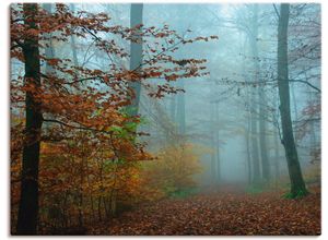 4055327305839 - Wandbild ARTLAND Nebel im Herbstwald Bilder Gr B H 80 cm x 60 cm Leinwandbild Wald 1 St braun Bild Kunstdruck Kunstdrucke Bilder als Leinwandbild Wandaufkleber oder Poster in versch Größen