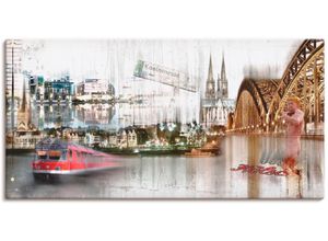 4055327310642 - Wandbild ARTLAND Köln Skyline Collage I Bilder Gr B H 100 cm x 50 cm Leinwandbild Deutschland 1 St weiß Bild Kunstdruck Leinwandbild Kunstdrucke Bilder als Leinwandbild Wandaufkleber oder Poster in versch Größen