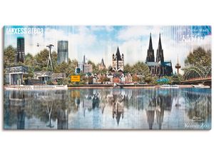 4055327338158 - Wandbild ARTLAND Köln Skyline Abstrakte Collage 20 Bilder Gr B H 100 cm x 50 cm Leinwandbild Deutschland 1 St blau Bild Kunstdruck Kunstdrucke Bilder als Leinwandbild Wandaufkleber oder Poster in versch Größen