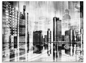 4055327341073 - Glasbild ARTLAND Frankfurt Skyline Collage 01 Bilder Gr B H 80 cm x 60 cm Glasbild Deutschland Querformat 1 St schwarz Bild Glasbild Glasbilder Bilder in verschiedenen Größen