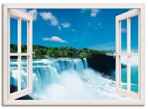 4055327350969 - Wandbild ARTLAND Fensterblick - Niagara Bilder Gr B H 100 cm x 70 cm Leinwandbild Fensterblick Querformat 1 St weiß Bild Poster Bilder als Leinwandbild Wandaufkleber oder in versch Größen