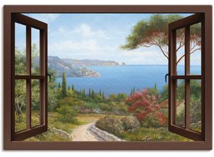 4055327351409 - Wandbild ARTLAND Fensterblick Frühlingsmorgen Bilder Gr B H 100 cm x 70 cm Leinwandbild Fensterblick 1 St braun Bild Leinwandbild Kunstdrucke Bilder als Leinwandbild Wandaufkleber oder Poster in versch Größen