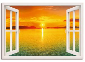 4055327351904 - Wandbild ARTLAND Fensterblick - Sonnenuntergangspanorama Bilder Gr B H 100 cm x 70 cm Leinwandbild Fensterblick Querformat 1 St weiß Bild Poster Bilder als Leinwandbild Wandaufkleber oder in versch Größen