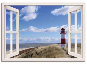 4055327352185 - Wandbild ARTLAND Fensterblick - Leuchtturm Sylt Bilder Gr B H 100 cm x 70 cm Leinwandbild Fensterblick Querformat 1 St weiß Bild Poster Bilder als Leinwandbild Wandaufkleber oder in versch Größen