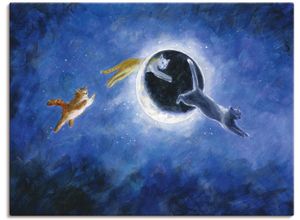 4055327379786 - Wandbild ARTLAND In der Nacht sind alle Katzen grau Bilder Gr B H 80 cm x 60 cm Leinwandbild Haustiere 1 St blau Bild Kunstdruck Kunstdrucke Bilder als Leinwandbild Wandaufkleber oder Poster in versch Größen