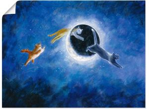 4055327386319 - Wandbild ARTLAND In der Nacht sind alle Katzen grau Bilder Gr B H 40 cm x 30 cm Poster Haustiere 1 St blau Bild Kunstdruck Kunstdrucke Bilder als Leinwandbild Wandaufkleber oder Poster in versch Größen