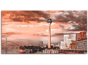 4055327398565 - Wandbild ARTLAND Düsseldorf Skyline III Bilder Gr B H 100 cm x 50 cm Leinwandbild Architektonische Elemente 1 St braun Bild Kunstdruck Kunstdrucke Bilder als Leinwandbild Wandaufkleber oder Poster in versch Größen