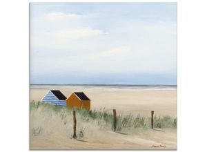 4055327435109 - Glasbild ARTLAND Sonniger Morgen V Bilder Gr B H 50 cm x 50 cm Glasbild Strand quadratisch 1 St blau Bild Glasbild Glasbilder Bilder in verschiedenen Größen