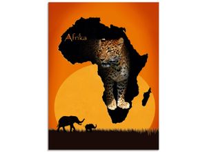 4055327442817 - Glasbild ARTLAND Afrika der schwarze Kontinent Bilder Gr B H 60 cm x 80 cm Glasbild Wildtiere Hochformat 1 St orange Bild Glasbild Glasbilder Bilder in verschiedenen Größen