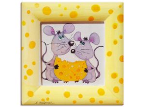 4055327453288 - Wandbild ARTLAND Mäuse mit Käse Bilder Gr B H 50 cm x 50 cm Leinwandbild Tiere quadratisch 1 St gelb Bild Poster Bilder als Leinwandbild Wandaufkleber oder in versch Größen