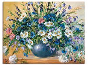 4055327459310 - Wandbild ARTLAND Vase mit Kornblumen Bilder Gr B H 80 cm x 60 cm Leinwandbild Blumen Querformat 1 St weiß Bild Poster Bilder als Leinwandbild Wandaufkleber oder in versch Größen