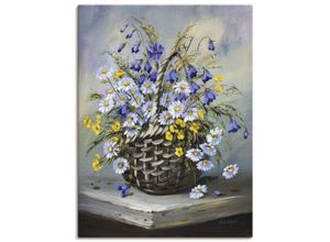 4055327477789 - Wandbild ARTLAND Bunter Korb Bilder Gr B H 60 cm x 80 cm Leinwandbild Blumen Hochformat 1 St blau Bild Poster Bilder als Leinwandbild Wandaufkleber oder in versch Größen