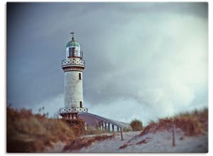 4055327608091 - Wandbild ARTLAND Der Warnemünder Leuchtturm Bilder Gr B H 80 cm x 60 cm Leinwandbild Gebäude 1 St grau Kunstdrucke Bilder als Leinwandbild Wandaufkleber oder Poster in versch Größen