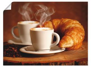 4055327638302 - Wandbild ARTLAND Dampfender Cappuccino und Croissant Bilder Gr B H 40 cm x 30 cm Poster Getränke Querformat 1 St braun Bild Metallbild Metallbilder Bilder als Alubild Leinwandbild Wandaufkleber oder Poster in versch Größen