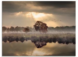 4055327648813 - Glasbild ARTLAND Der Herbst in seiner stillen Einsamkeit Bilder Gr B H 80 cm x 60 cm Glasbild Gewässer Querformat 1 St beige (natur) Bild Glasbild Glasbilder Bilder in verschiedenen Größen