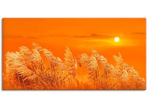 4055327671460 - Wandbild ARTLAND Im Wind Bilder Gr B H 100 cm x 50 cm Leinwandbild Gräser 1 St orange Bild Kunstdruck Kunstdrucke Bilder als Leinwandbild Wandaufkleber oder Poster in versch Größen