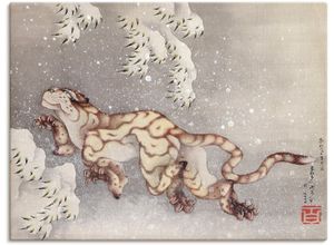 4055327692366 - Wandbild ARTLAND Tiger in einem Schneesturm Edo-Zeit Bilder Gr B H 80 cm x 60 cm Leinwandbild Wildtiere 1 St beige (naturfarben) Bild Poster Bilder als Leinwandbild Wandaufkleber oder in versch Größen