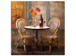 4055327708036 - Wandbild ARTLAND Triff mich im Cafe I Bilder Gr B H 100 cm x 100 cm Leinwandbild Restaurant & Cafés quadratisch 1 St beige (naturfarben) Bild Poster Bilder als Leinwandbild Wandaufkleber oder in versch Größen