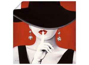 4055327728751 - Wandbild ARTLAND Hut ab I Bilder Gr B H 70 cm x 70 cm Poster Frau quadratisch 1 St rot Bild Poster Bilder als Leinwandbild Wandaufkleber oder in versch Größen