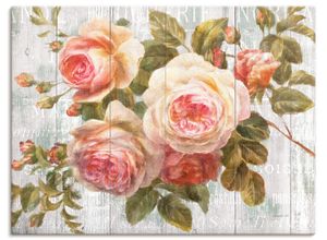 4055327742177 - Wandbild ARTLAND Vintage Rosen auf Holz Bilder Gr B H 80 cm x 60 cm Leinwandbild Blumen Querformat 1 St pink Bild Poster Bilder als Leinwandbild Wandaufkleber oder in versch Größen