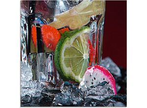 4055327765329 - Glasbild ARTLAND Frischer Fruchtcocktail IV Bilder Gr B H 50 cm x 50 cm Getränke 1 St bunt Glasbilder Bilder in verschiedenen Größen