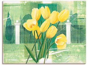 4055327823227 - Wandbild ARTLAND Tulpen im Schlosspark Bilder Gr B H 40 cm x 30 cm Leinwandbild Blumen 1 St gelb Bild Kunstdruck Leinwandbild Kunstdrucke Bilder als Leinwandbild Wandaufkleber oder Poster in versch Größen