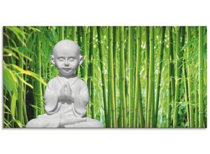 4055327846219 - Glasbild ARTLAND Buddha mit Bambus Bilder Gr B H 60 cm x 30 cm Glasbild Religion Querformat 1 St grün Bild Glasbild Glasbilder Bilder in verschiedenen Größen