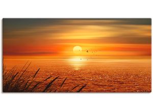 4055327867627 - Wandbild ARTLAND Sonnenuntergang über dem Meer Bilder Gr B H 100 cm x 50 cm Leinwandbild Sonnenaufgang & -untergang 1 St orange Bild Kunstdruck Kunstdrucke Bilder als Leinwandbild Wandaufkleber oder Poster in versch Größen